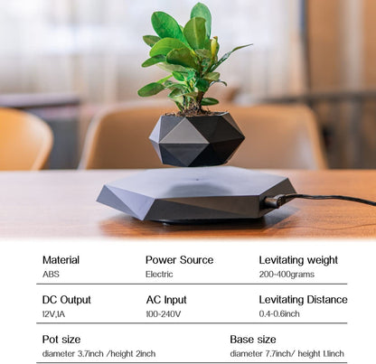 Levitating Plant Pot, Magnetic Levitation Flower Pot Rotating Planters Suspension Floating Plant Succulents Potted for Home Living Room Office Desk Decoration (Black)