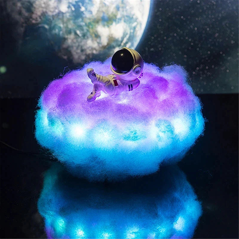 LED Colorful Clouds Astronaut Lamp with Rainbow Effect as Children'S Night Light Kids Bedroom Night Lamp Decor Home Moon Lamp